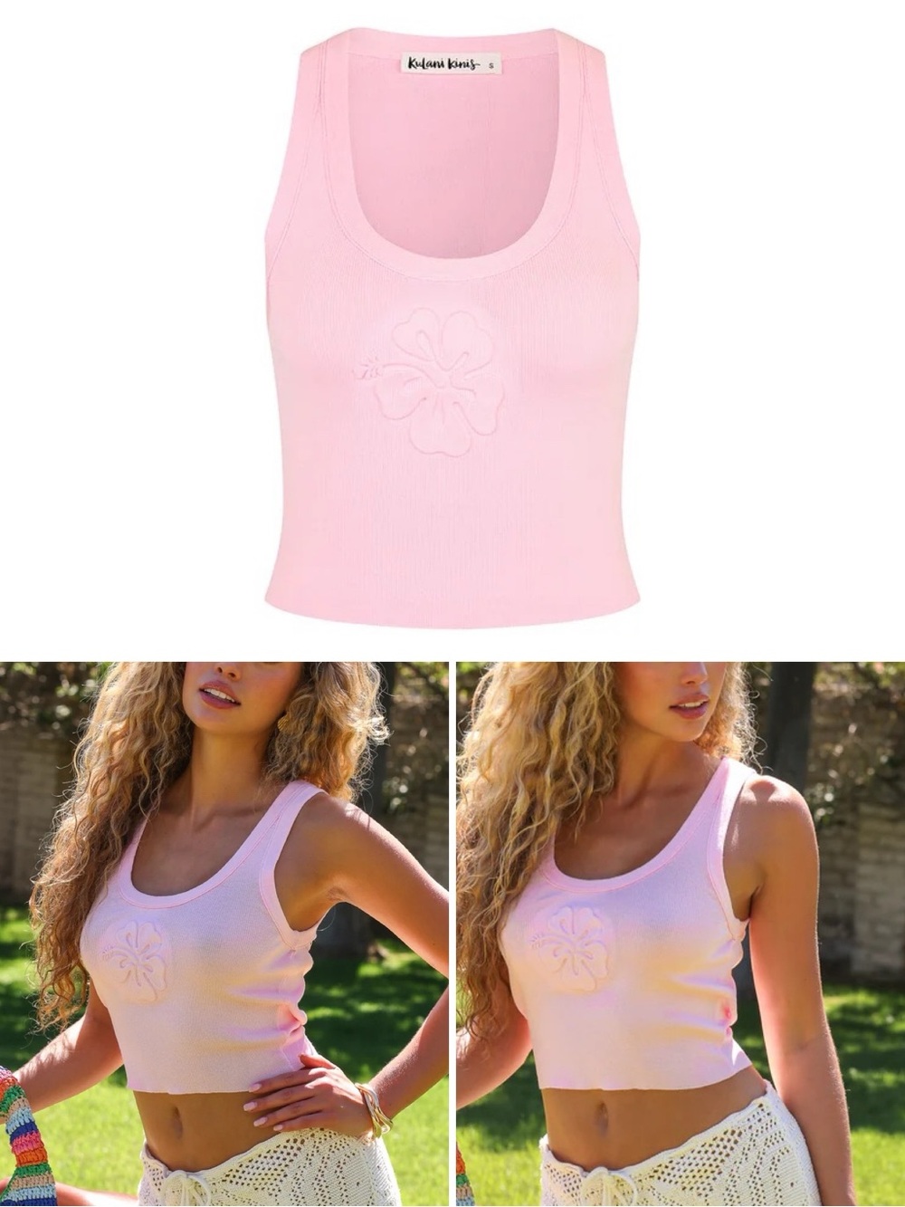 Kulani Kinis Embossed Knit Tank - Pocket Pink - Extra Small XS NWT y2k